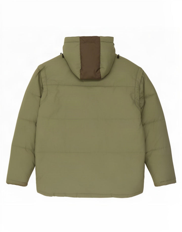 Jachetă căptușită cu glugă Fila pentru bărbați UK 40 mare, verde, poliester color bloc