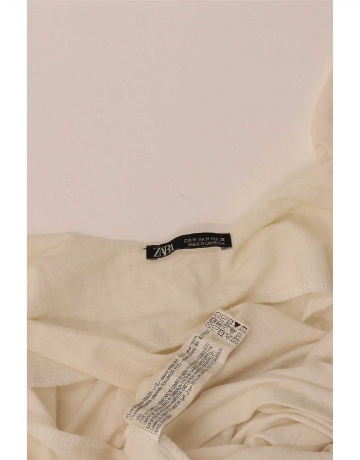Crop Top fără mâneci pentru femei Zara UK 12 Medium Off White Viscose