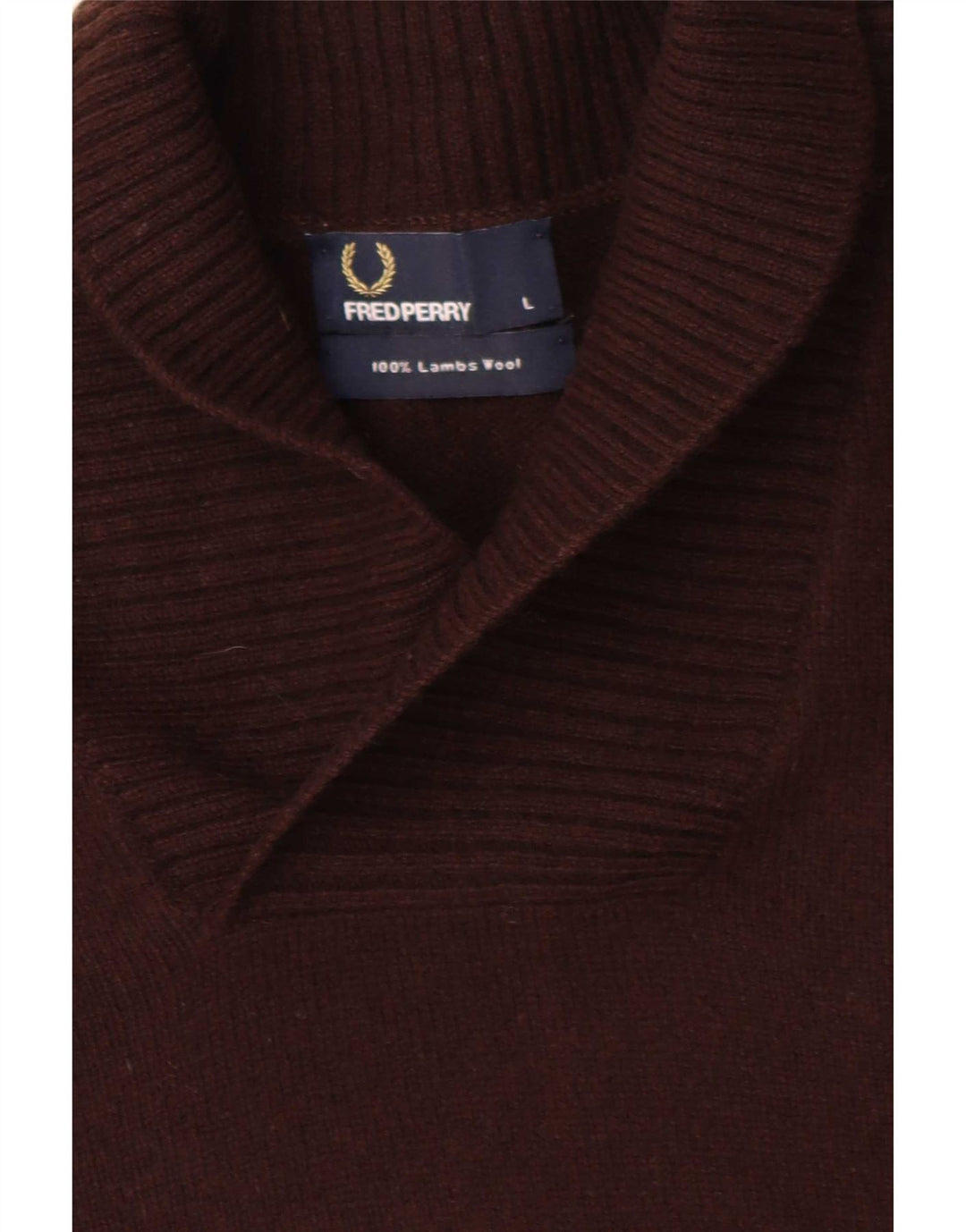 Pulover pentru bărbați Fred Perry cu gât șal, lână de miel maro mare