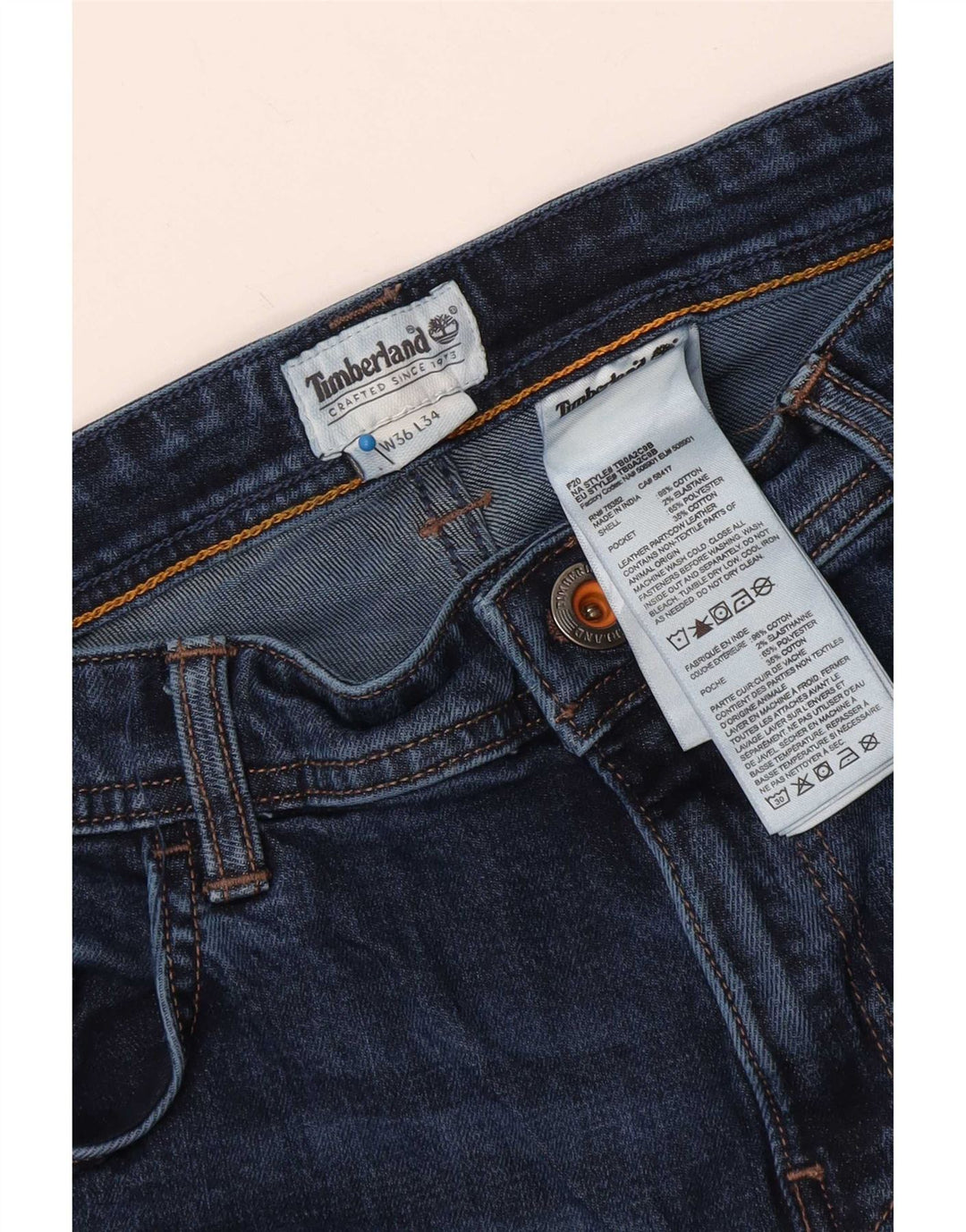 Blugi drepti pentru bărbați Timberland W36 L34 bumbac bleumarin