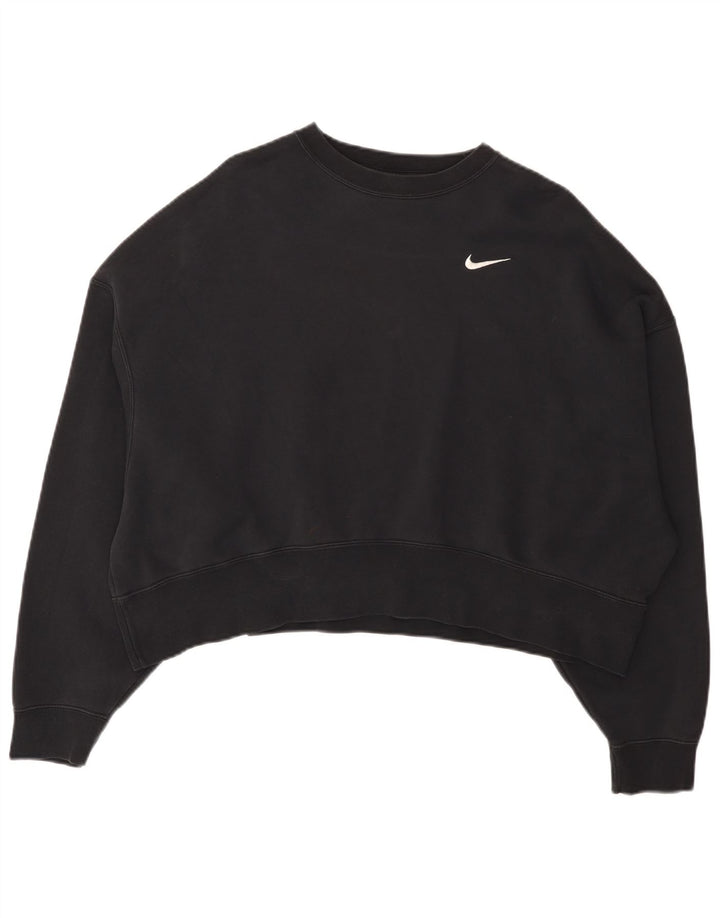Pulover oversized pentru femei Nike Crop, UK 14, bumbac mediu negru