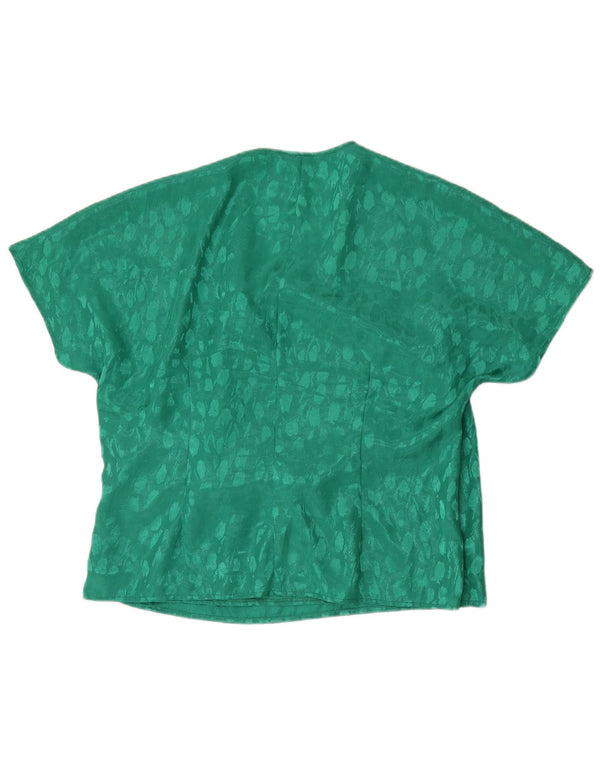Bluză vintage pentru femei UK 22 2XL Poliester cu pete verzi