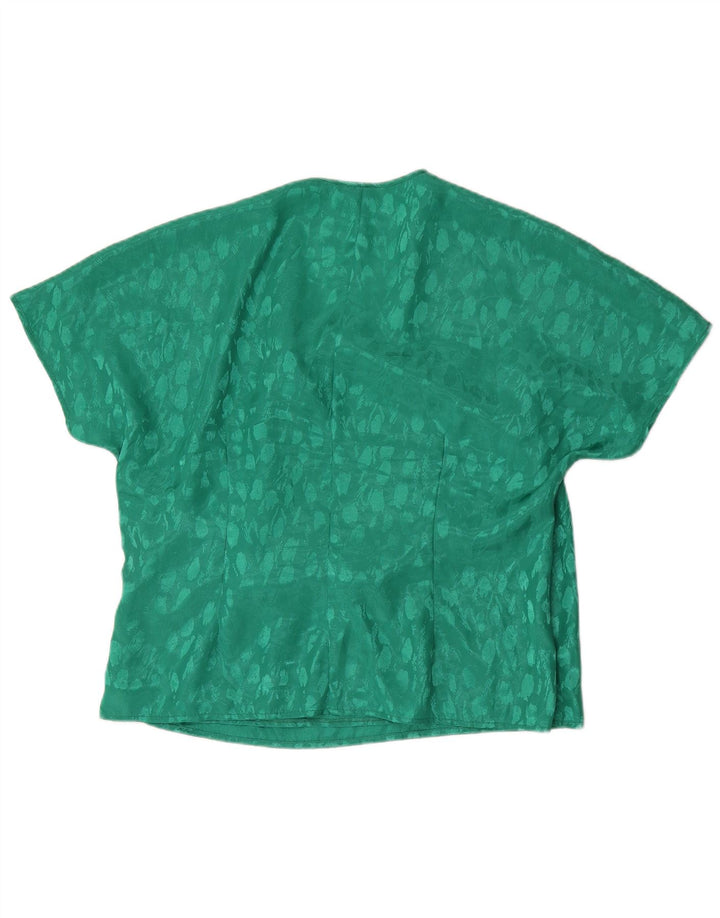 Bluză vintage pentru femei UK 22 2XL Poliester cu pete verzi