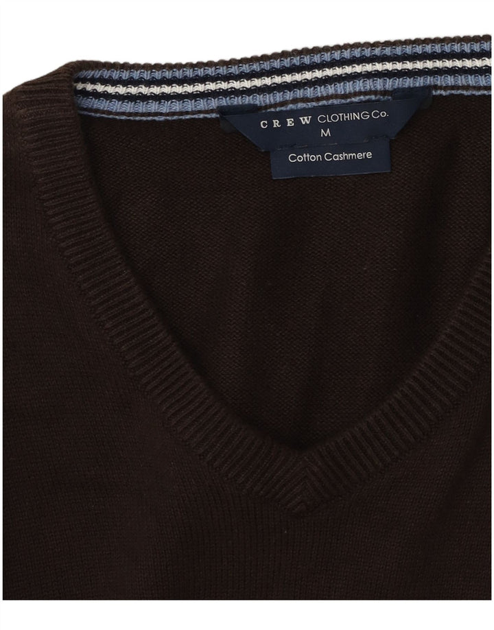 Crew Clothing Pulover cu decolteu în V pentru bărbați, bumbac maro mediu