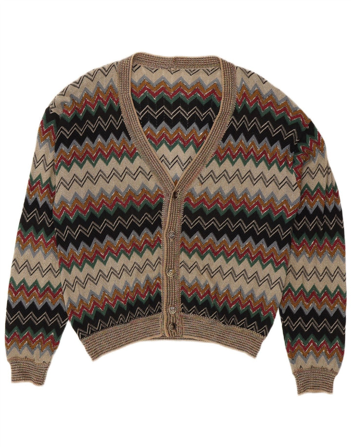 Pulover Vintage pentru bărbați cardigan IT 50 Mediu Multicolor Chevron In