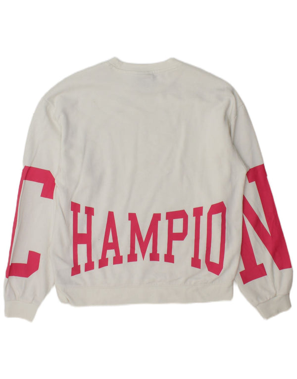 Pulover cu grafic pentru femei Champion UK 20 2XL Bumbac alb