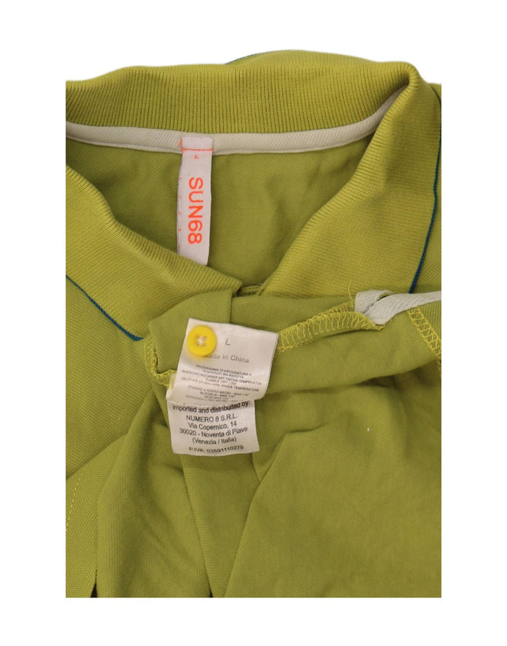 Tricou polo Sun68 pentru bărbați, bumbac verde mare