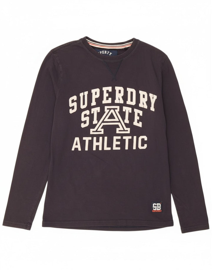 Top grafic pentru bărbați Superdry cu mânecă lungă din bumbac, albastru bleumarin
