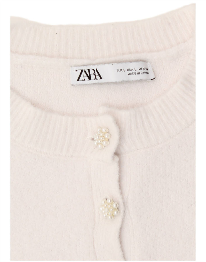 Pulover cardigan pentru femei Zara UK 14 Large White
