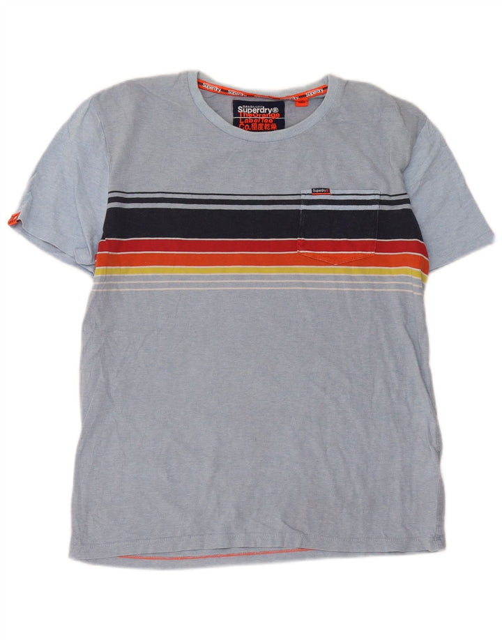 Tricou pentru bărbați Superdry Top din bumbac cu dungi albastre medii