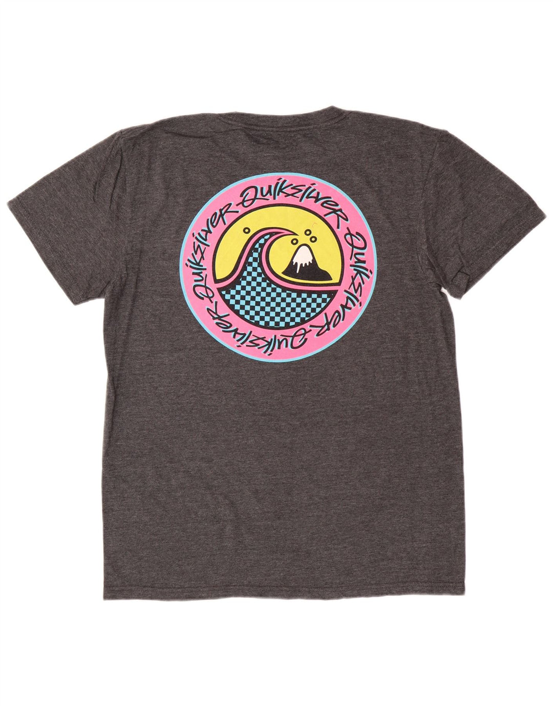 Tricou grafic Quiksilver pentru bărbați, cu croială obișnuită, top, bumbac, gri mediu