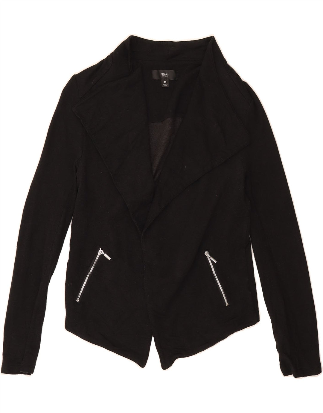MOSSIMO Womens Open Blazer Jacket UK 14 Medium Black Rayon Vintage Mossimo and Second-Hand Mossimo from Messina Hembry 
