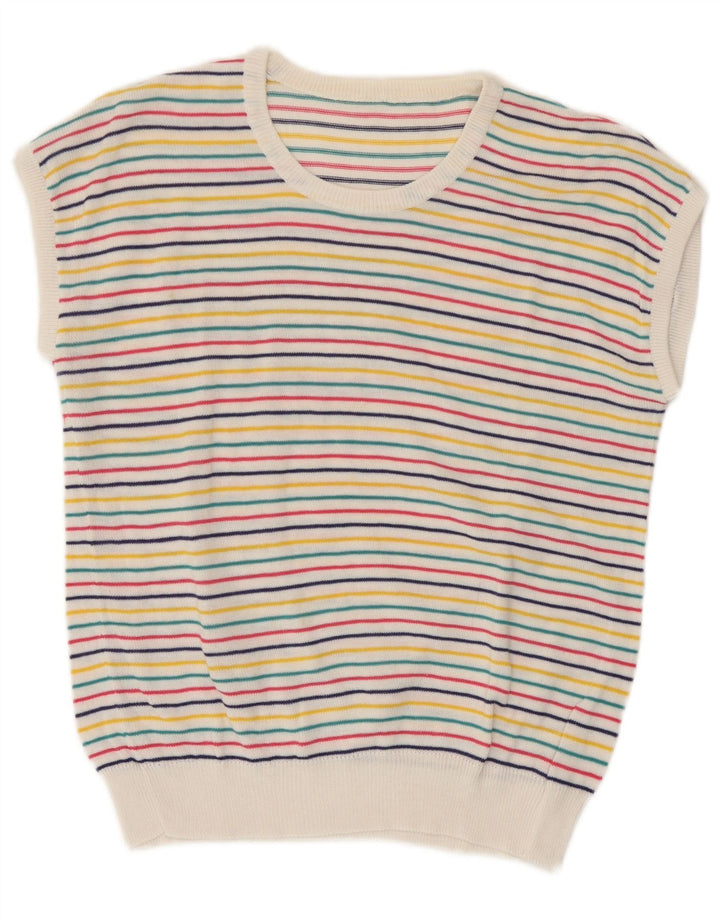 Vintage Womens Vest Tank Top UK 10 Mici Multicolore Dungi