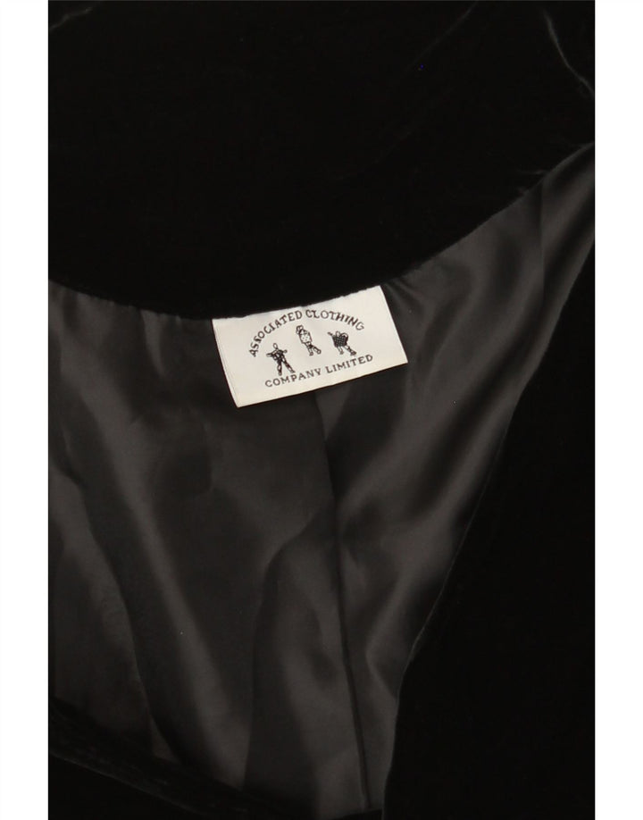 Jachetă pentru femei VINTAGE din catifea cu 3 nasturi UK 12 Medium Black