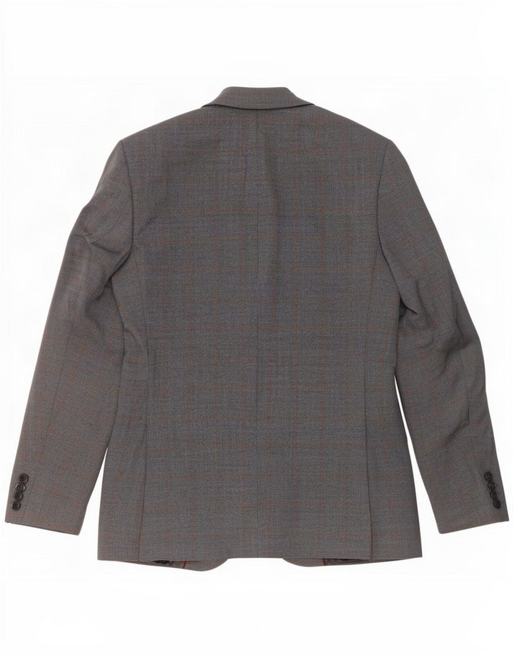 Jachetă pentru bărbați Marks & Spencer, slim fit, cu 2 nasturi, UK 36, cu carouri mici, albastre