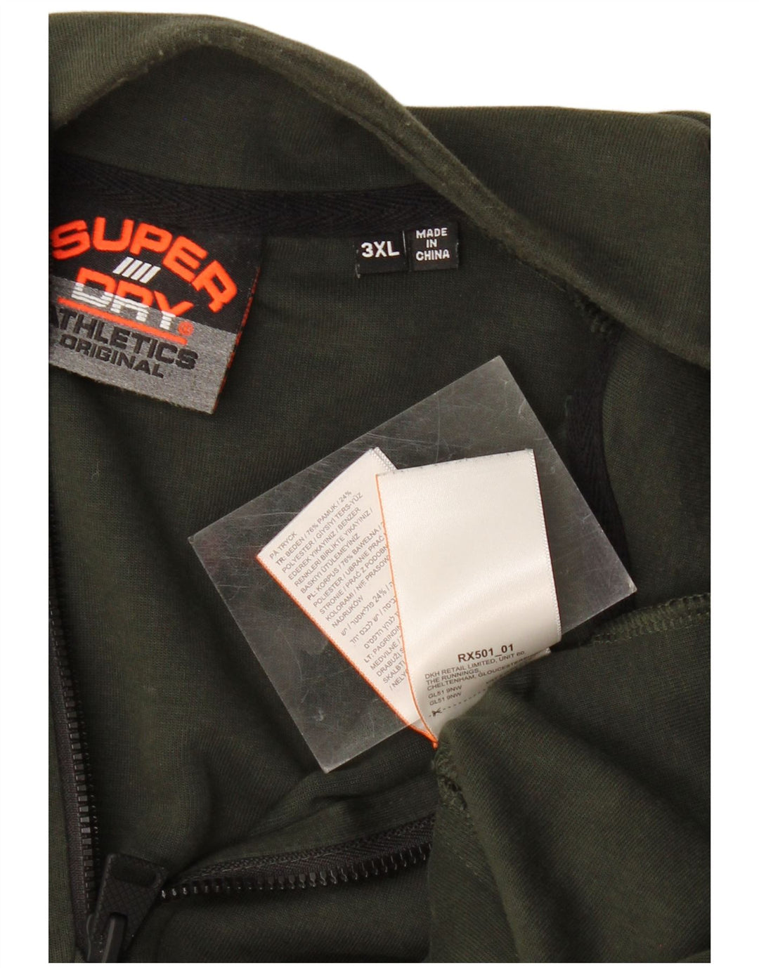 SUPERDRY Hanorac pentru bărbați cu fermoar și gât Pulover 3XL, bumbac color bloc verde