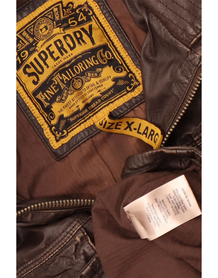 Jachetă militară din piele pentru bărbați Superdry UK 42 XL din piele maro