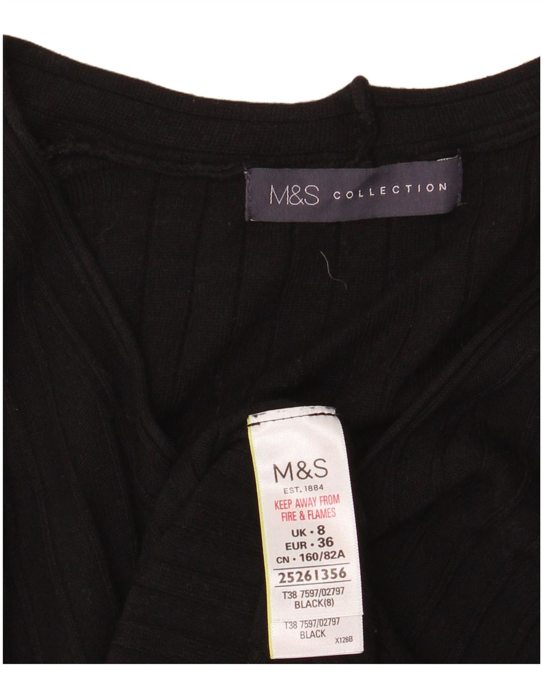 Pulover pentru femei Marks & Spencer cu decolteu în V UK 8 mic, viscoză neagră