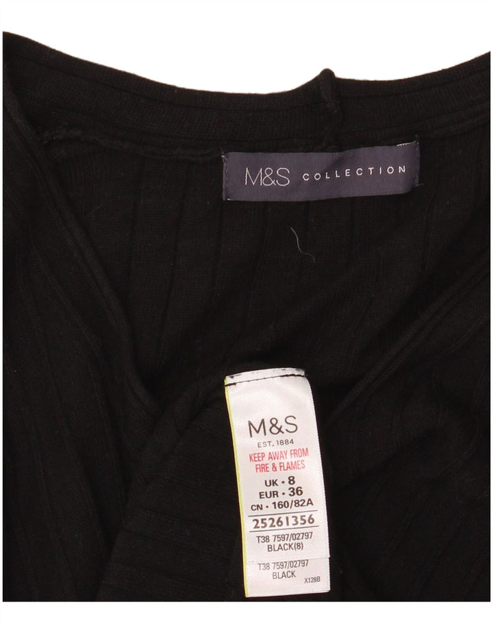 Pulover pentru femei Marks & Spencer cu decolteu în V UK 8 mic, viscoză neagră