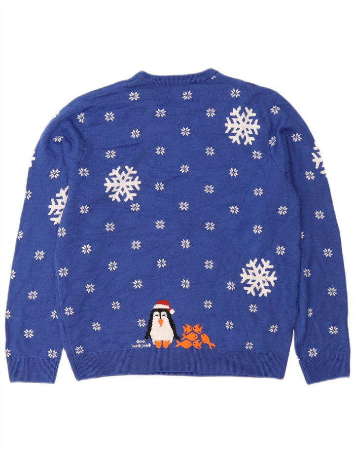 Pulover pentru bărbați Marks & Spencer, cu gât crew, albastru mediu iarnă