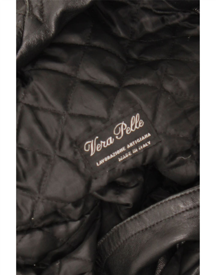 LAVORAZIONE ARTIGIANA Palton pentru femei UK 12 Medium Black Leather