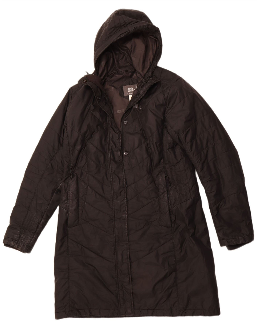 JACK WOLFSKIN Palton căptușit cu glugă pentru femei UK 16 Poliester negru mare