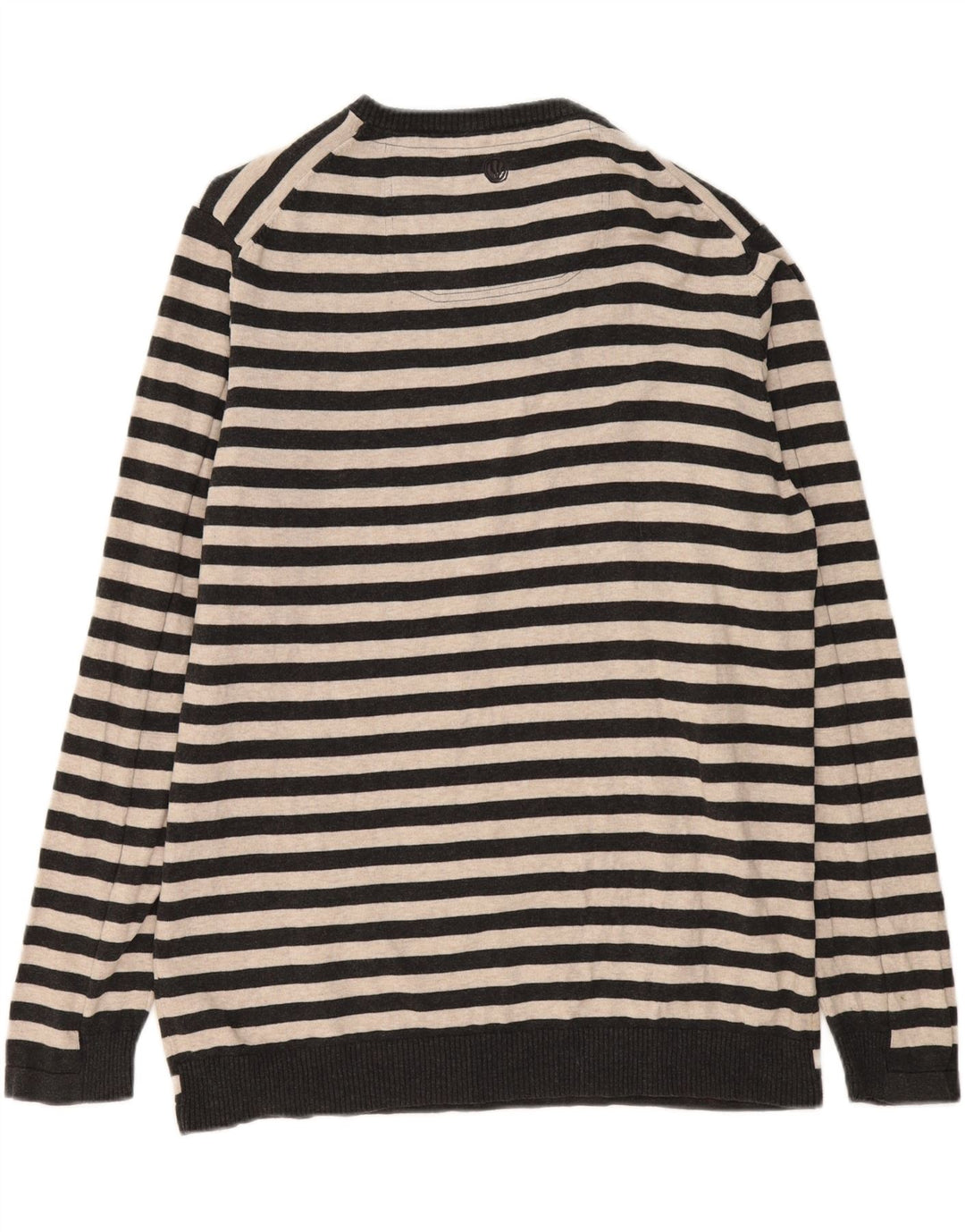 FAT FACE Pulover pentru bărbați cu gât crew pulover XL bumbac cu dungi gri