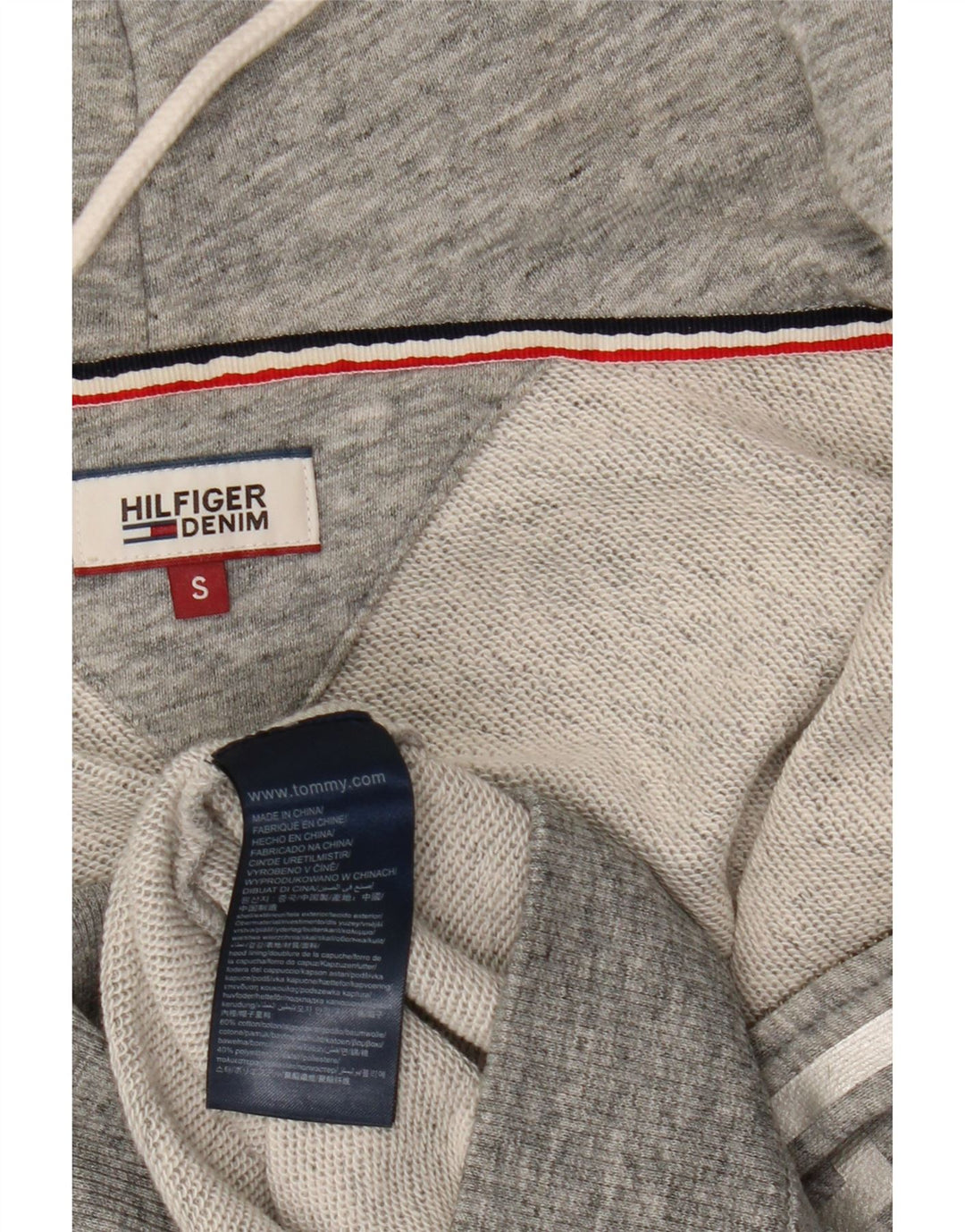 TOMMY HILFIGER Pulover supradimensionat cu capota cu fermoar pentru femei UK 10 Small Gri