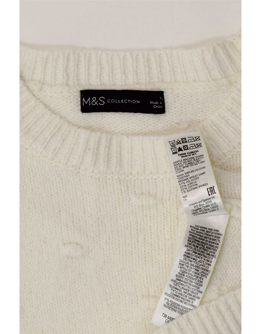 Pulover pentru femei Marks & Spencer cu decolteu rotund alb mediu UK 14