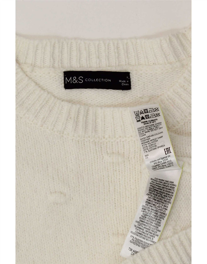 Pulover pentru femei Marks & Spencer cu decolteu rotund alb mediu UK 14