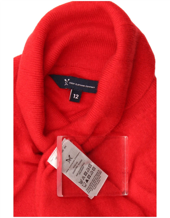 Crew Clothing Pulover cu gât rulat pentru femei UK 12 Lână merinos roșu mediu