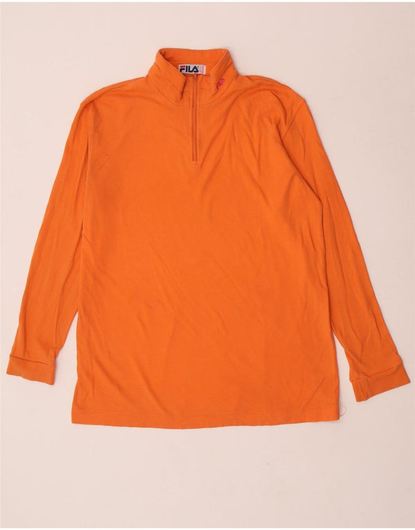 Fila Mens Zip Neck Top Maneca lunga IT 54 XL Orange Bumbac