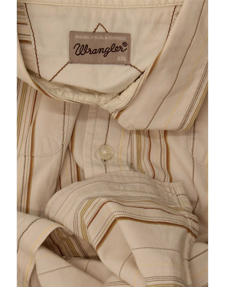 Cămașă cu mânecă scurtă pentru bărbați Wrangler 2XL, bej, cu dungi