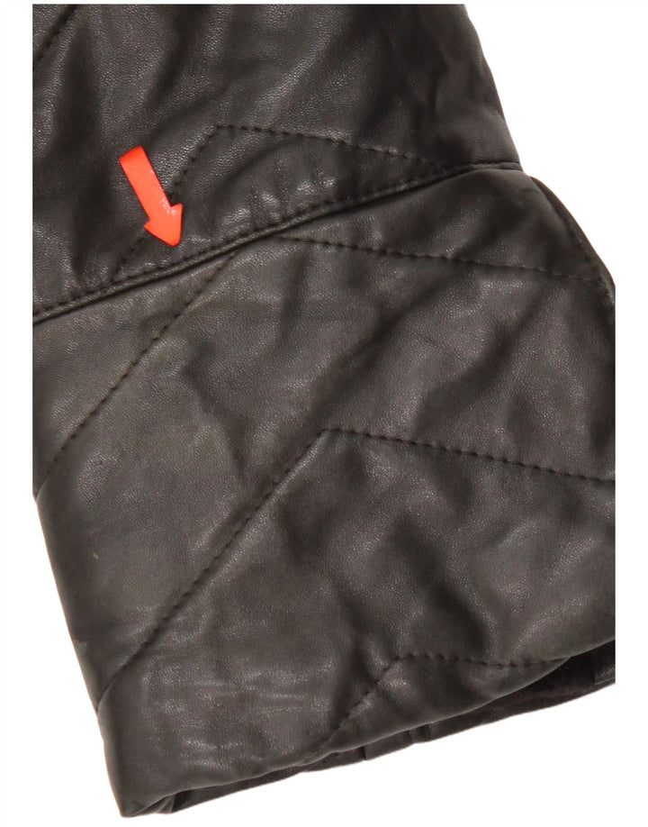 Palton din piele vintage pentru femei UK 14 Piele neagră medie