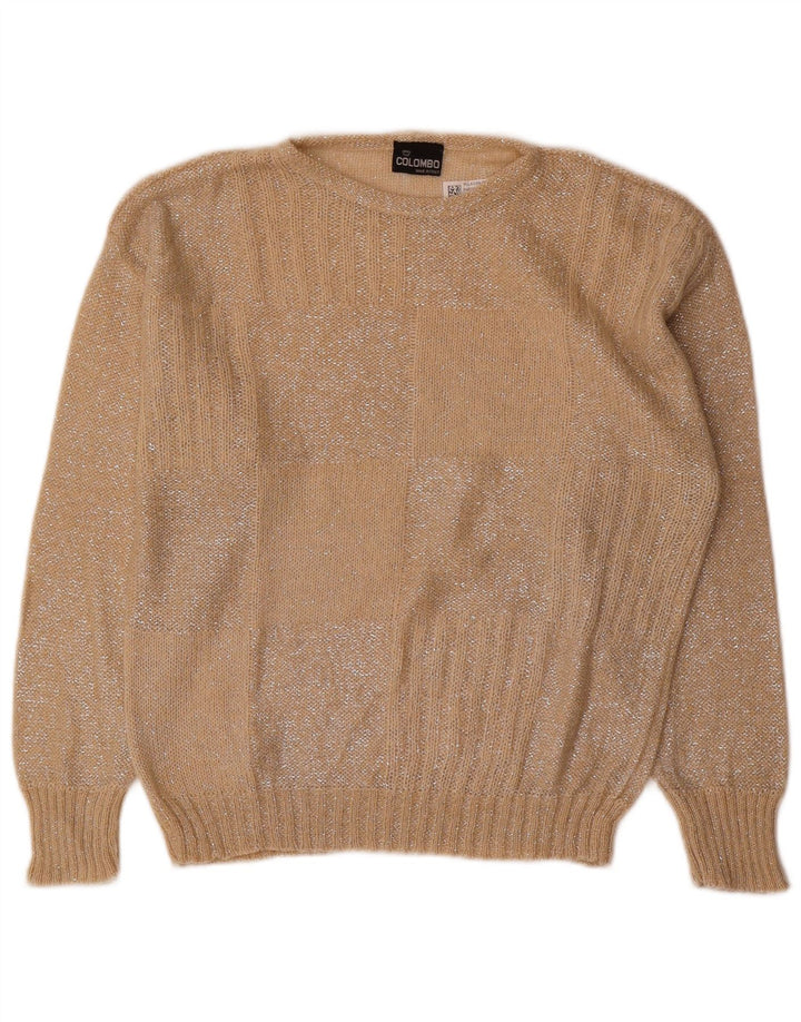 Pulover Colombo pentru femei cu gât de barcă UK 12 Medium Bej Geometric