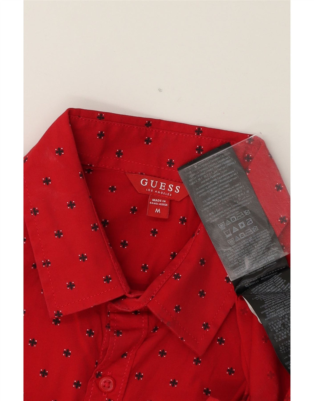GUESS Mens Short Sleeve Shirt Medium Red Spotted Cotton Vintage Guess and Second-Hand Guess from Messina Hembry 