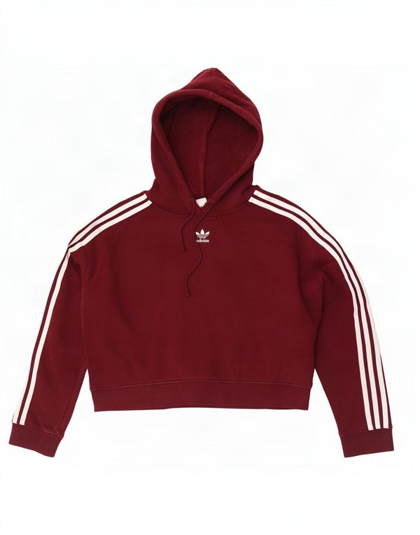 Jumper Adidas Crop Oversized Hoodie pentru femei UK 10 Small Burgundy Bumbac