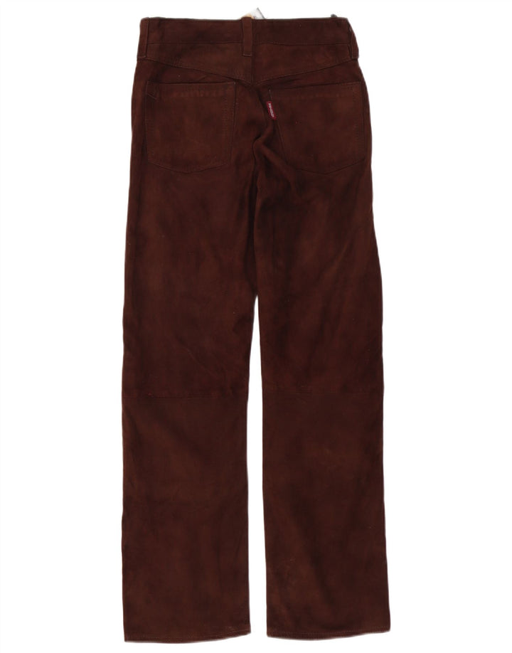 MONTGOMERY Pantaloni drepti din piele intoarsa pentru femei W27 L29 piele maro