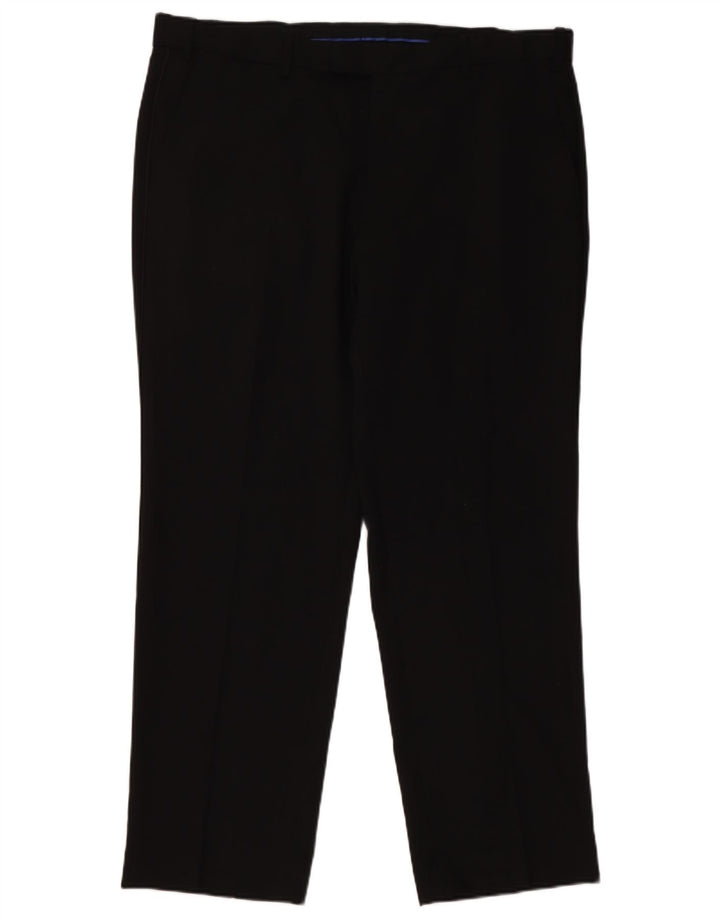 Marks & Spencer Pantaloni de costum pentru bărbați, drepti, cu croiala normală, L38 L29 Lână neagră