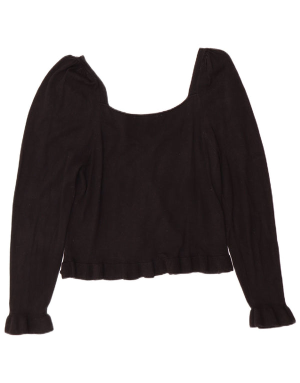 Crop Top pentru femei Zara cu mânecă lungă UK 14 mare, negru, viscoză