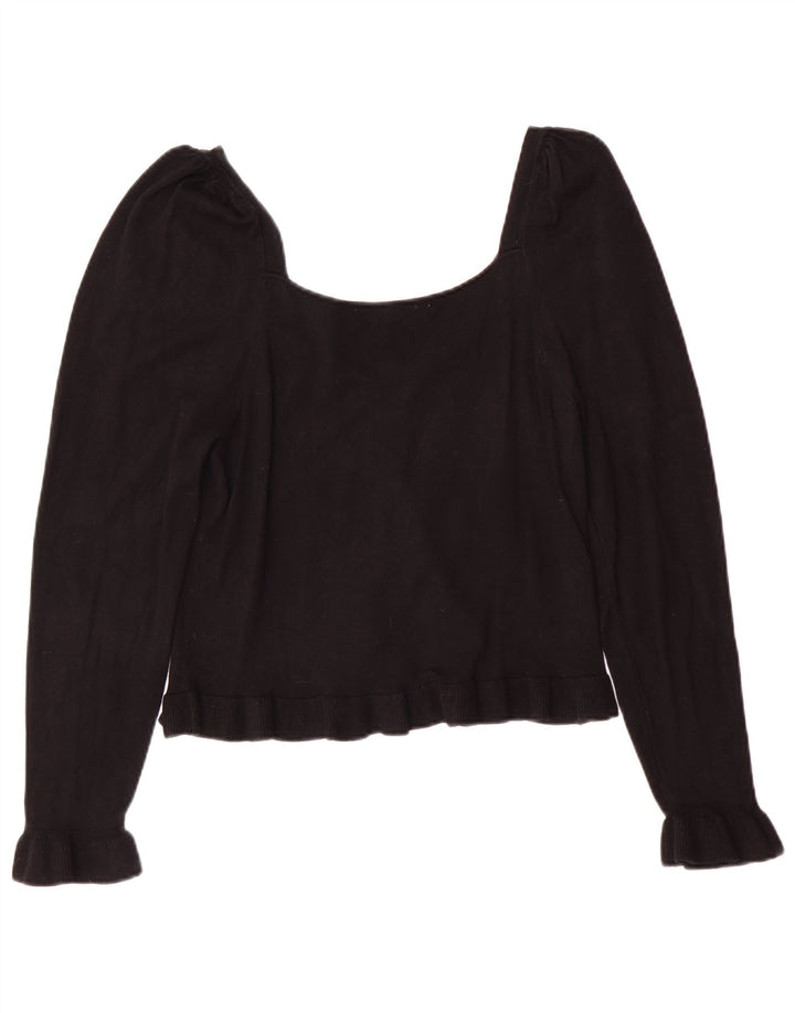 Crop Top pentru femei Zara cu mânecă lungă UK 14 mare, negru, viscoză