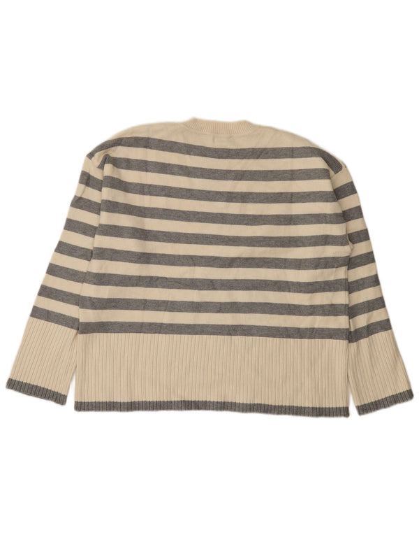 Pulover supradimensionat pentru femei Zara, cu gât crew, UK 10, cu dungi albe mici