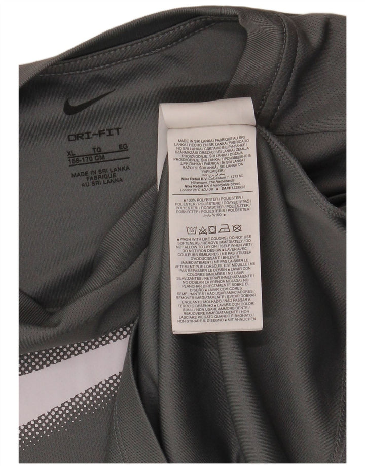 Tricou grafic NIKE Dri Fit pentru băieți Top 13-14 ani XL poliester gri
