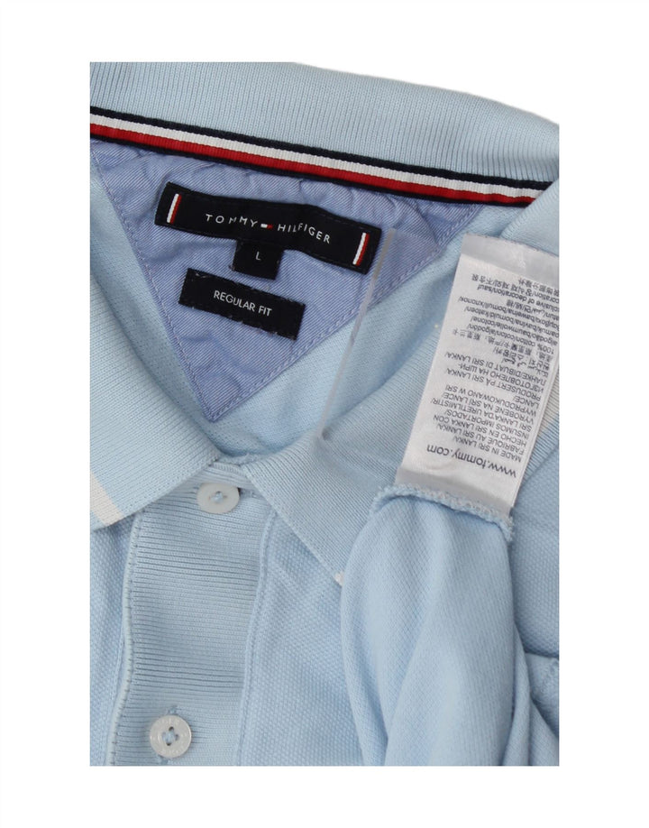 TOMMY HILFIGER Mens Polo Shirt Large Blue Cotton Vintage Tommy Hilfiger and Second-Hand Tommy Hilfiger from Messina Hembry 