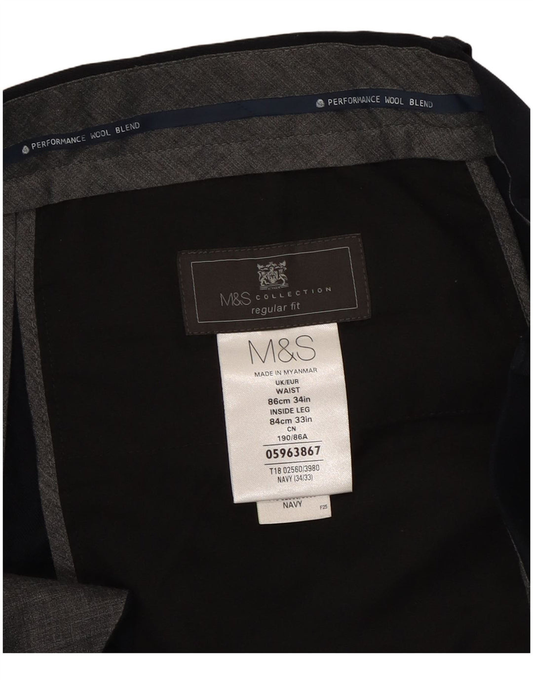 Pantaloni de costum pentru bărbați Marks & Spencer pegged regular fit L34 L33 bleumarin