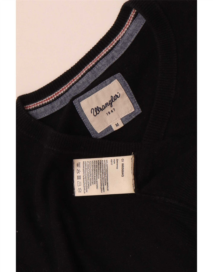 Pulover pentru bărbați Wrangler cu decolteu în V, bumbac mediu negru
