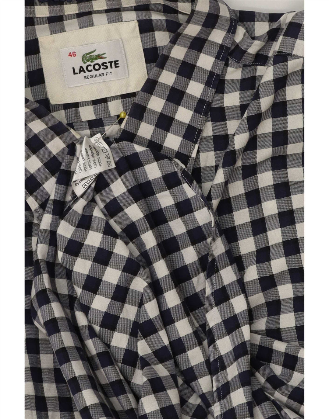 Cămașă Lacoste pentru bărbați, cu formă regulată, mărimea 46 2XL, bumbac vichy, albastru bleumarin