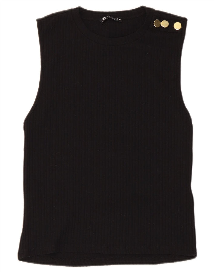Vest Vest Top Femei Zara UK 8 Mic Negru Poliester