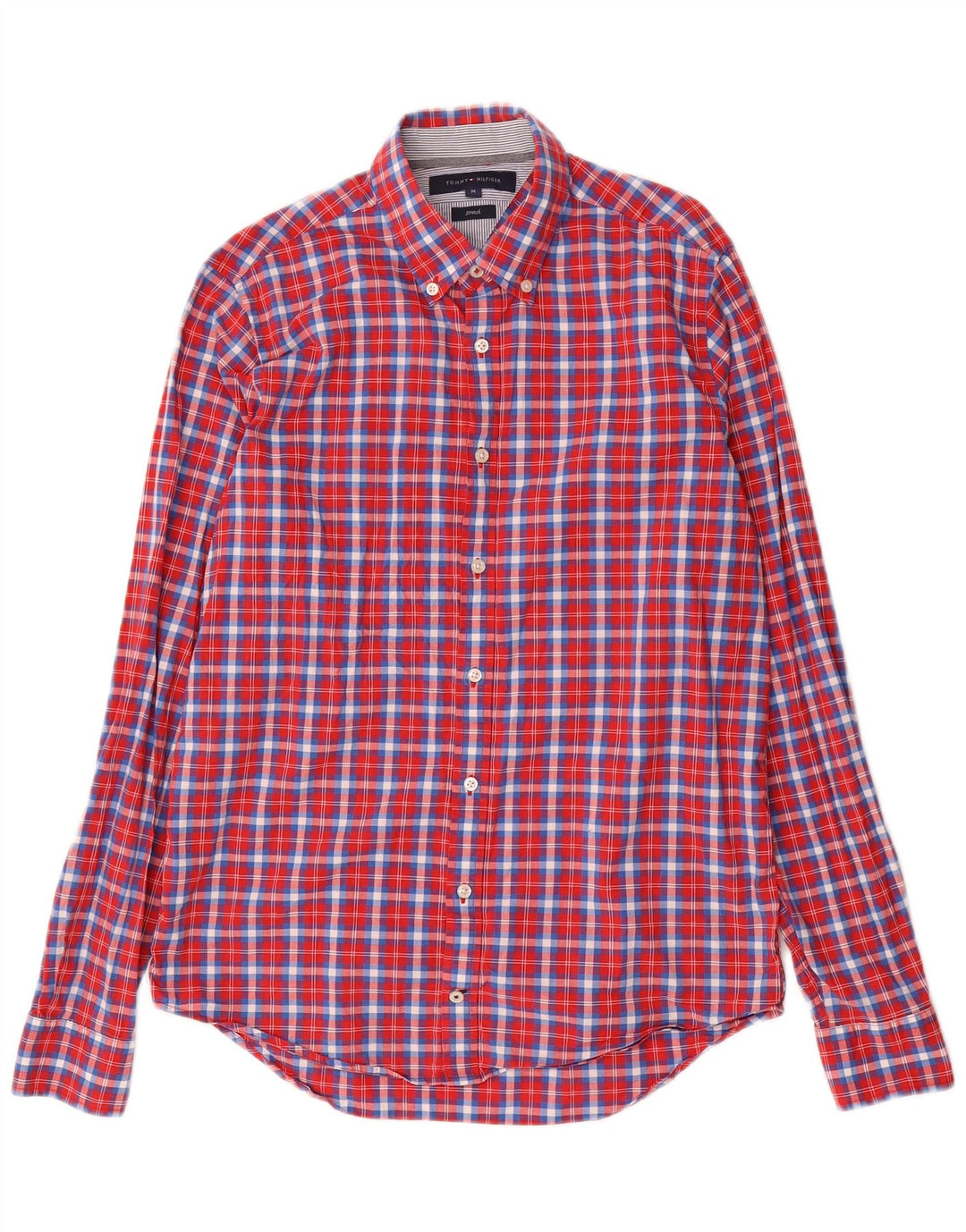 TOMMY HILFIGER Mens Stretch Shirt Medium Red Check