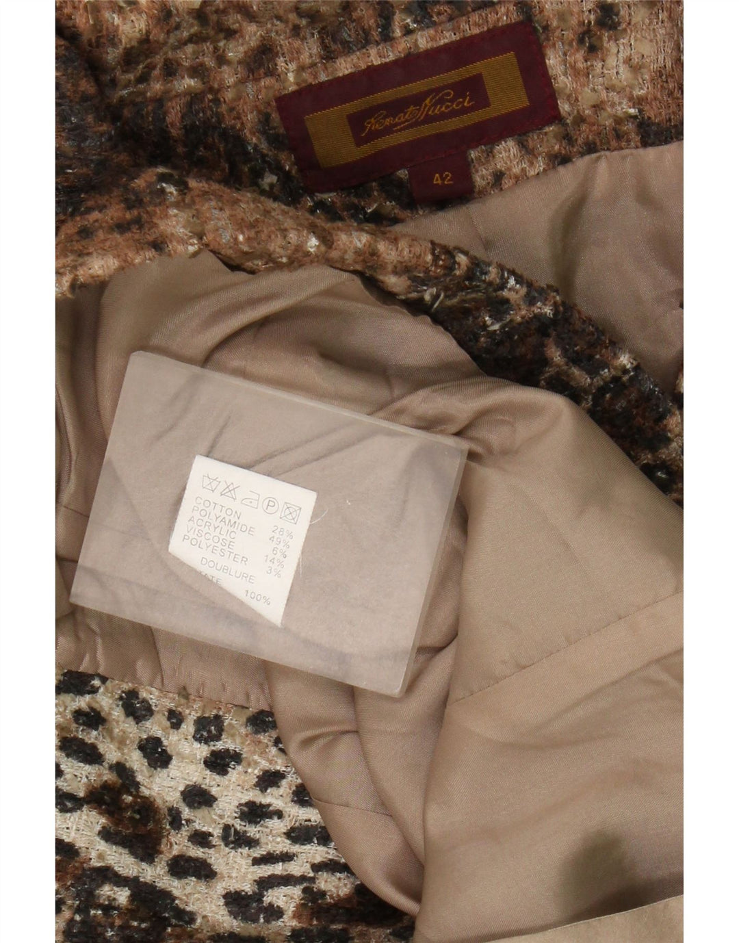 Sacou Renato Nucci pentru femei, cu 2 nasturi, IT 42 Maro Mediu Animal Print